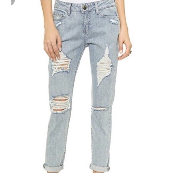 DL1961 Nolita Jeans Women Blue Denim Distressed Size 30 Boyfriend Slouchy Slim - Picture 12 of 16